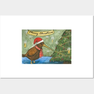 kiwi christmas scene Posters and Art